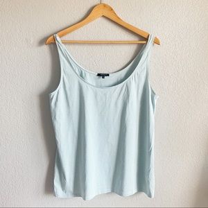 Lafayette 148 New York Blue and White Skinny Stripe Tank Top - XL